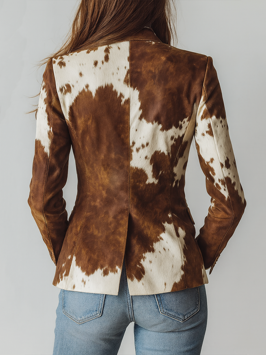 Winifred | Blazer vintage à imprimé vache