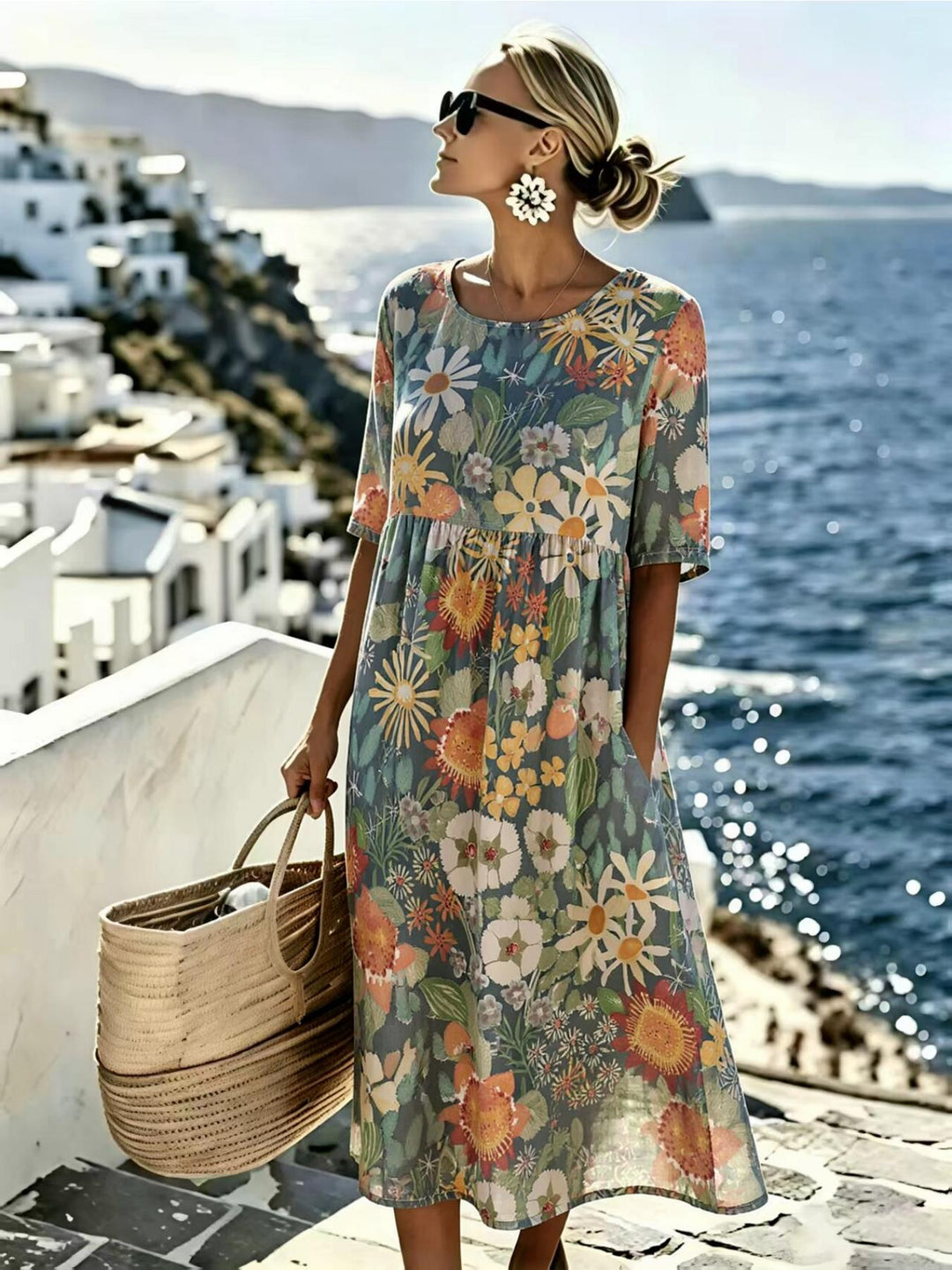 Evie™ - Robe midi d'été élégante à fleurs