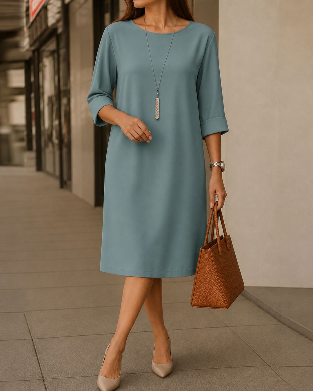 Odette | Robe midi dissimulant le ventre