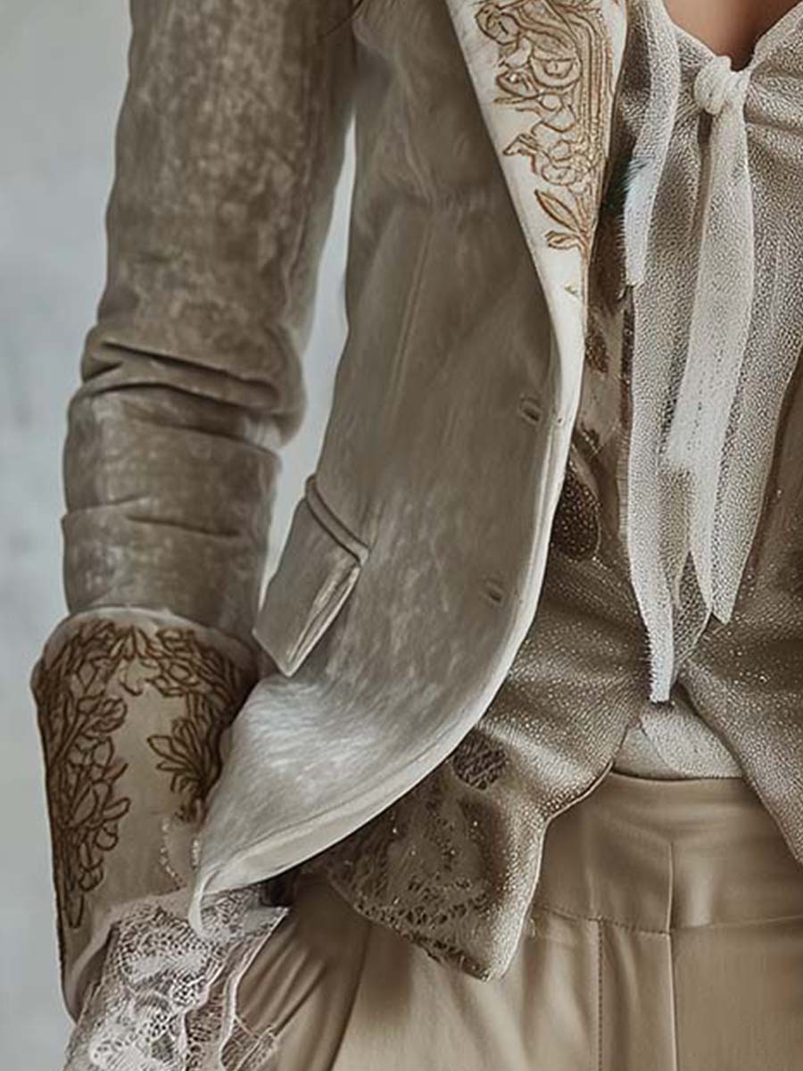 Cordelia | Blazer ajusté brodé ivoire