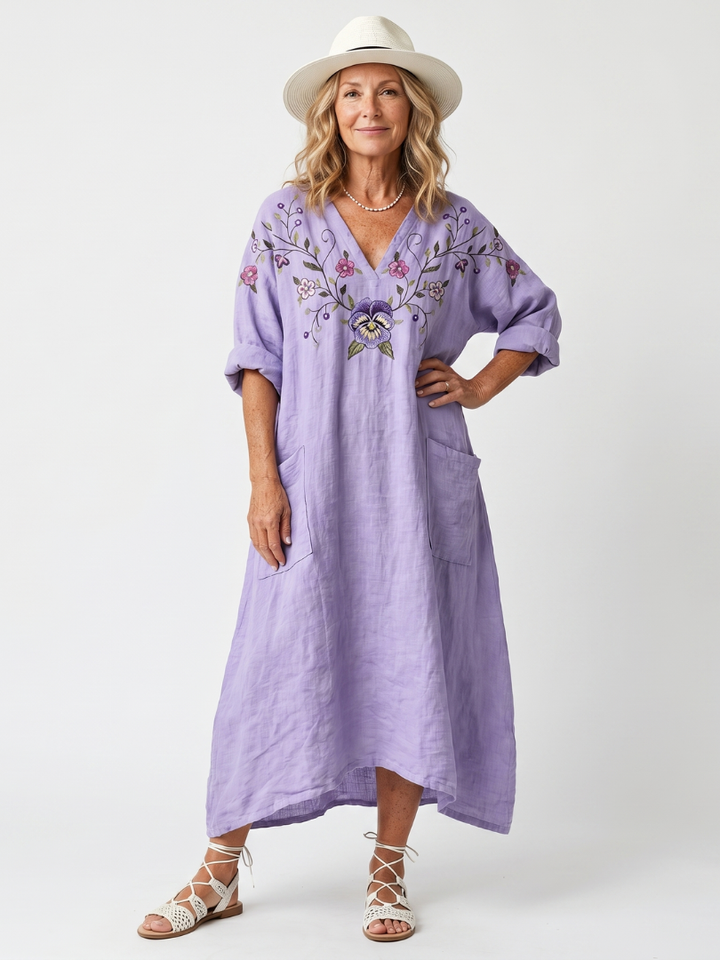 Tavi | Robe midi oversize à poches et motifs floraux
