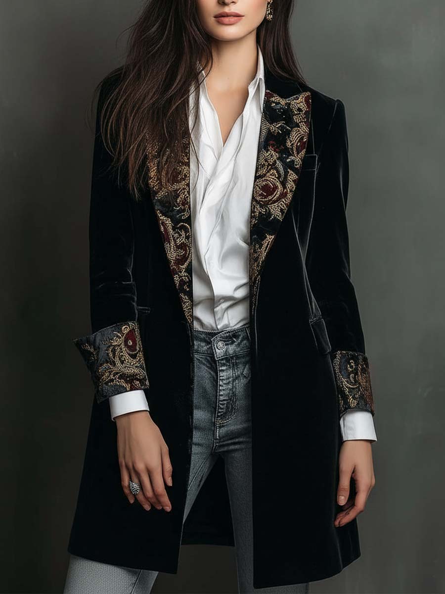 Verity | Blazer noir baroque à revers