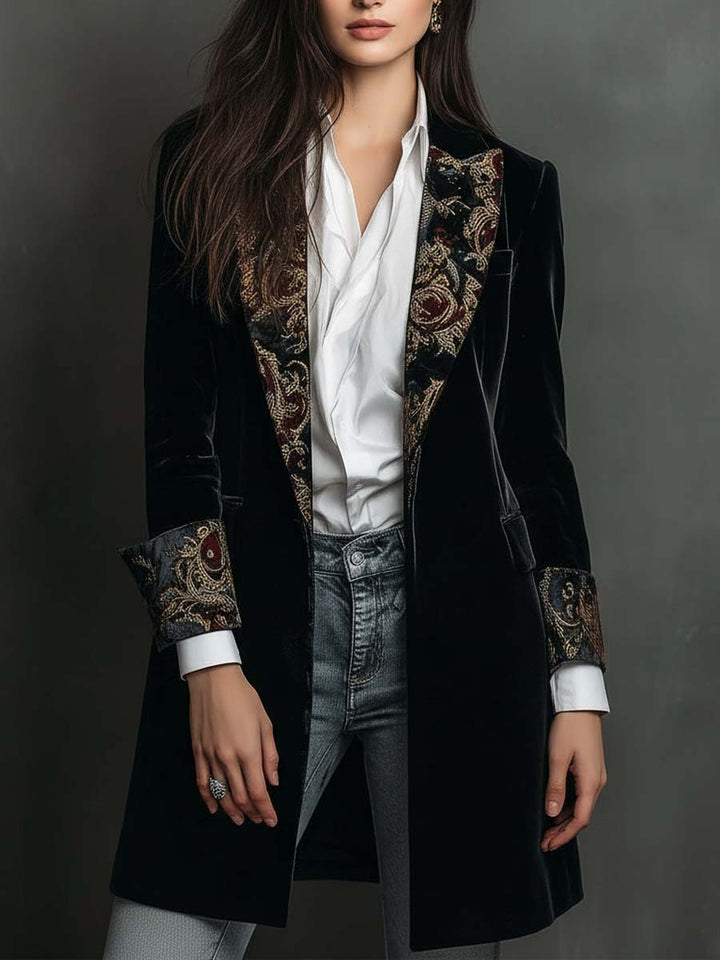 Verity | Blazer noir baroque à revers