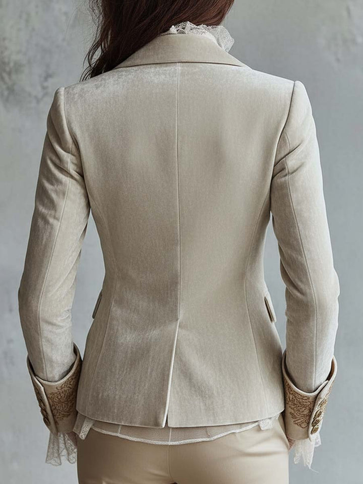 Cordelia | Blazer ajusté brodé ivoire