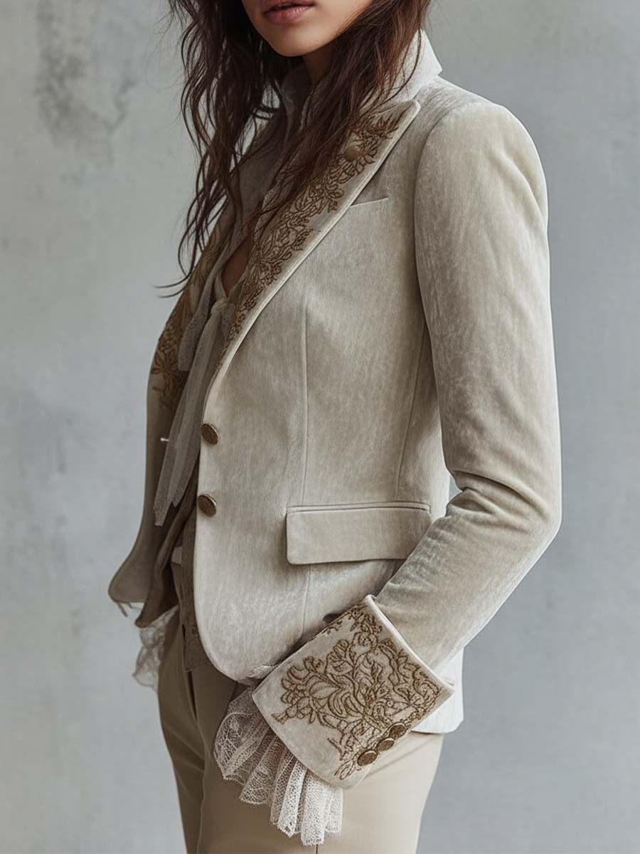 Cordelia | Blazer ajusté brodé ivoire