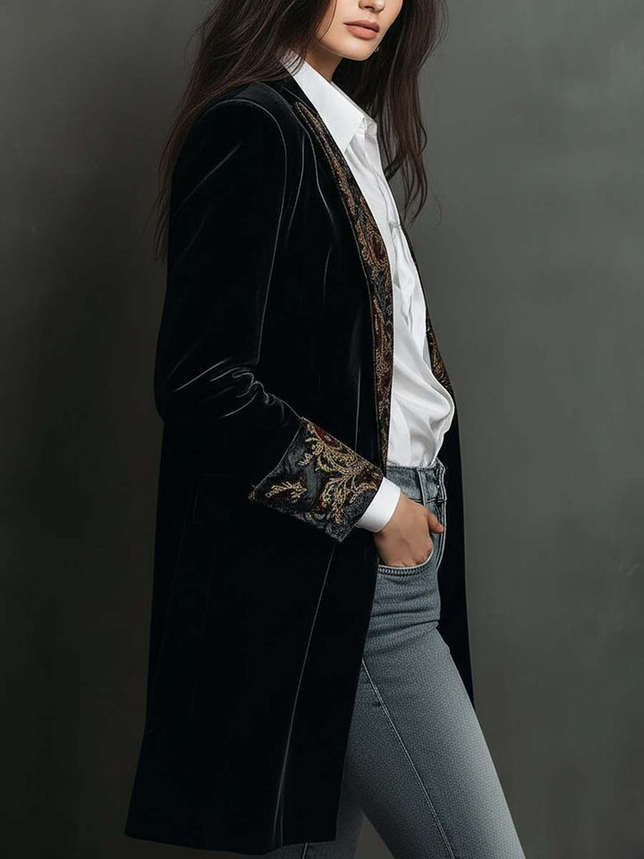 Verity | Blazer noir baroque à revers