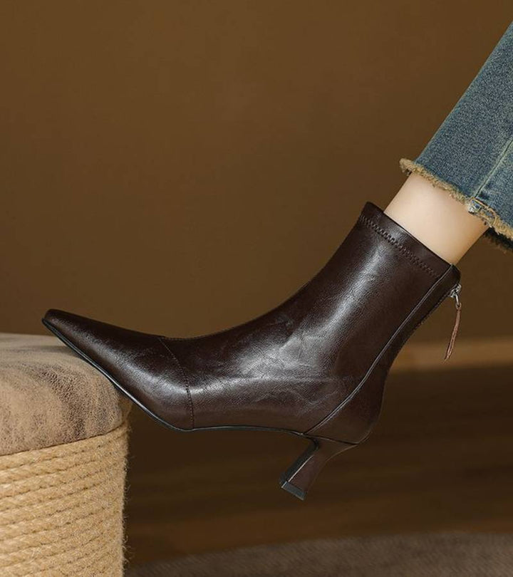 MAISON LUMIÈRE | Bottines en cuir à talon élégant
