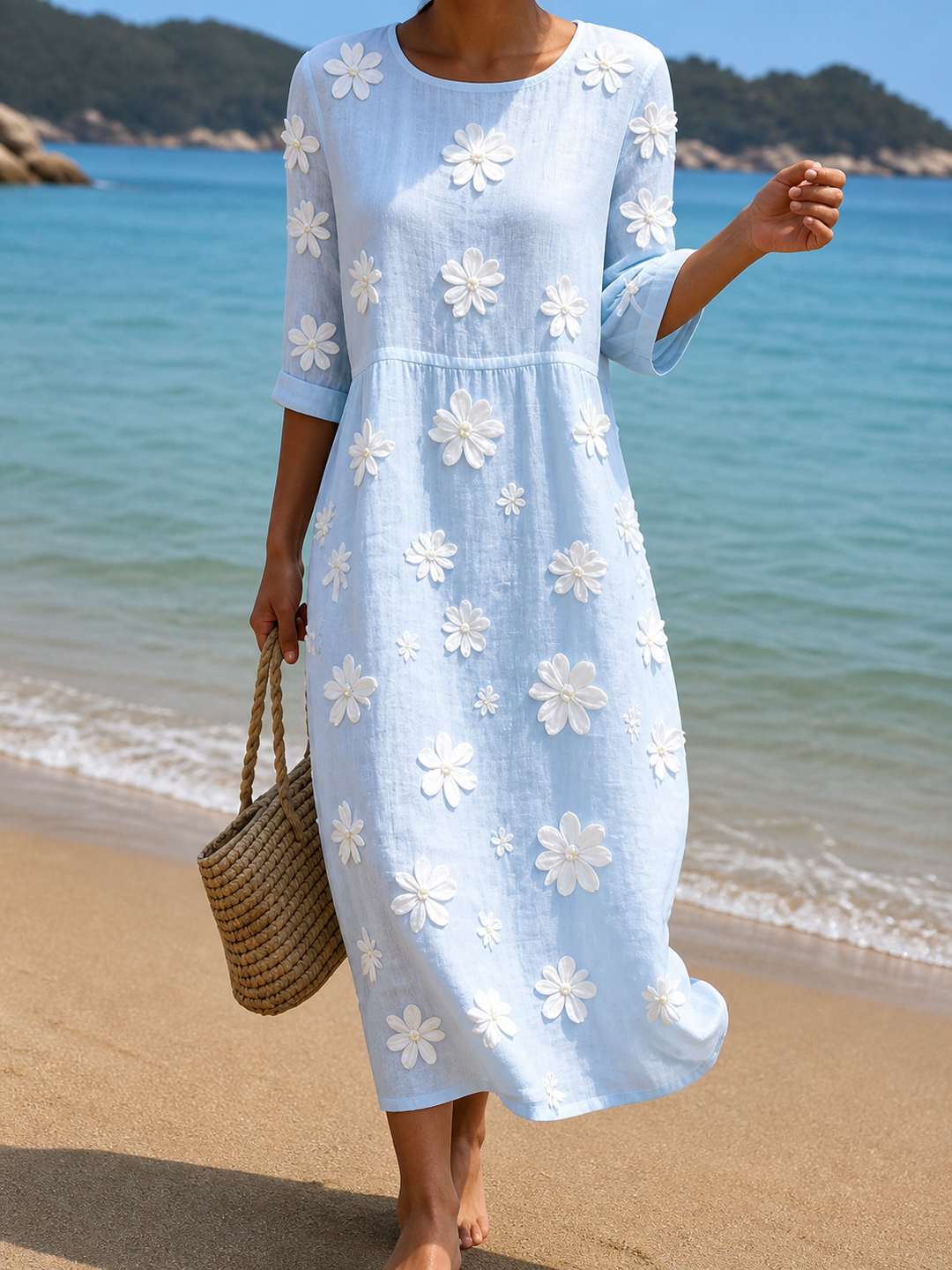 Robe décontractée pour femme à motif floral