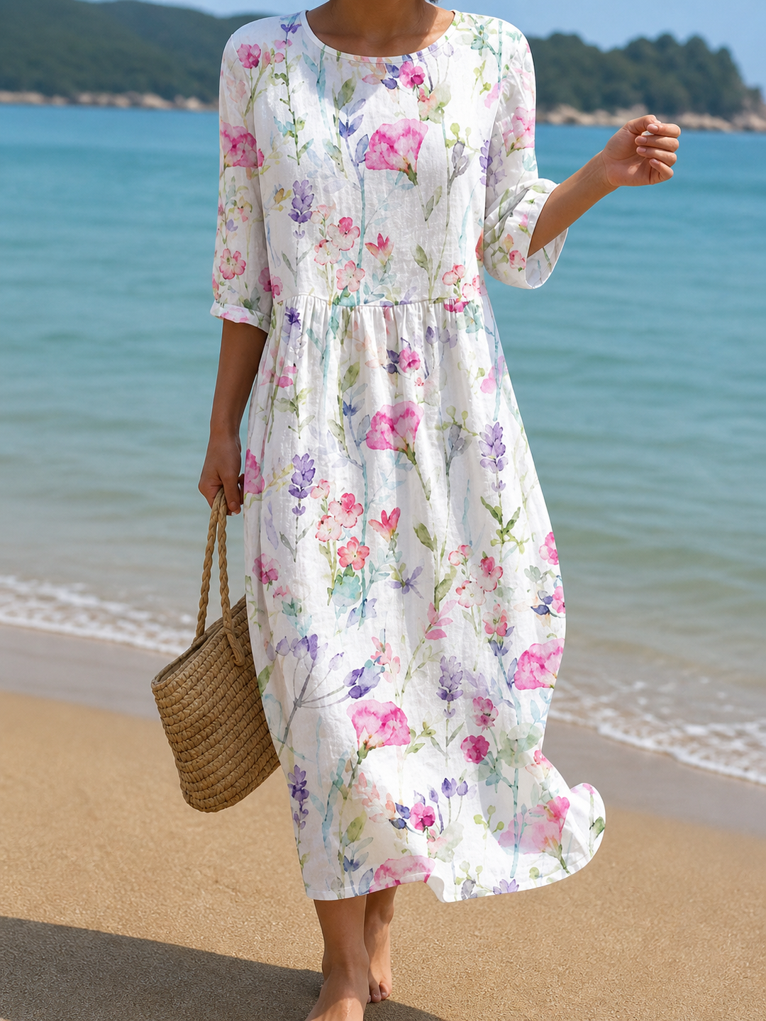 Robe décontractée pour femme à imprimé floral