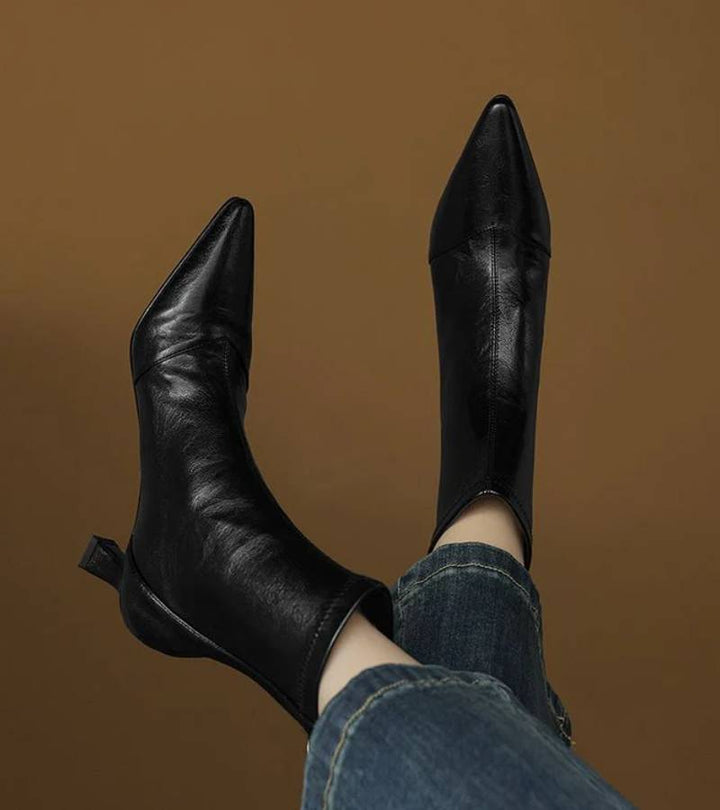 MAISON LUMIÈRE | Bottines en cuir à talon élégant