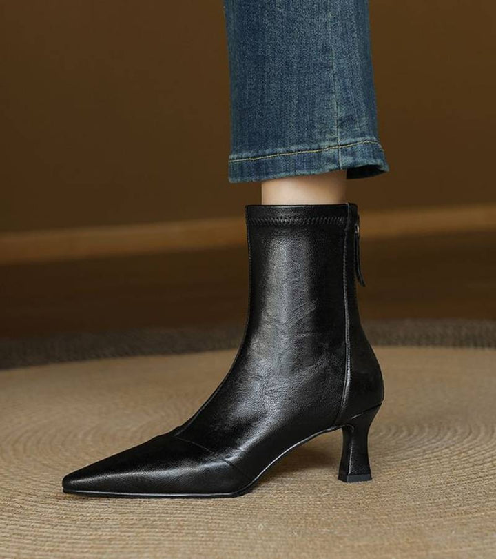 MAISON LUMIÈRE | Bottines en cuir à talon élégant