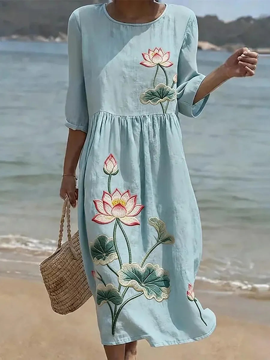 Robe décontractée pour femme à imprimé floral