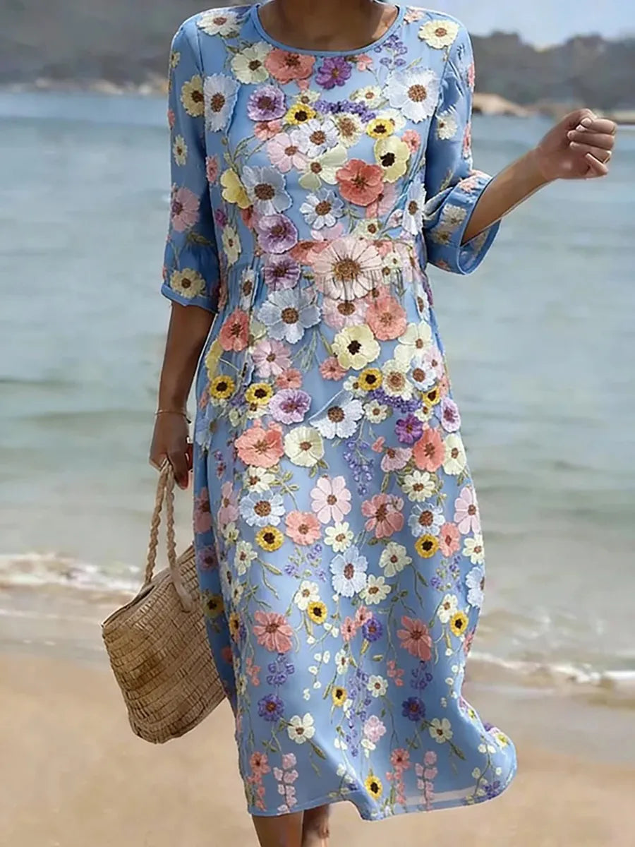 Robe décontractée pour femme à motif floral