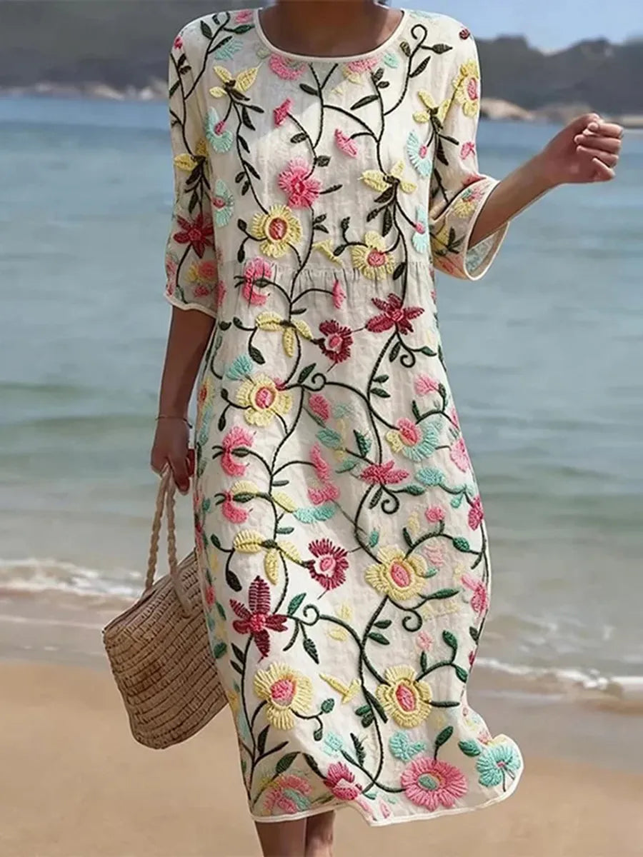 Robe décontractée pour femme à imprimé floral