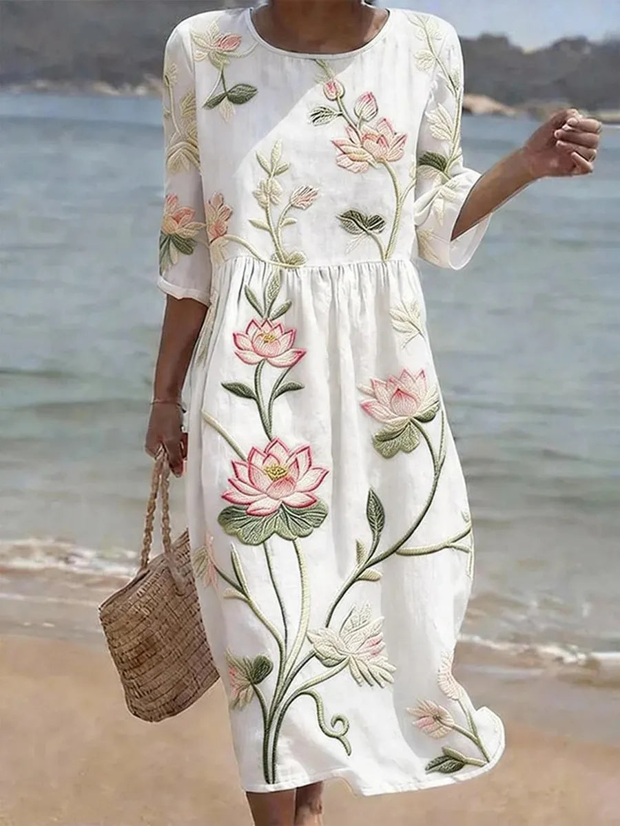 Robe décontractée pour femme à imprimé floral