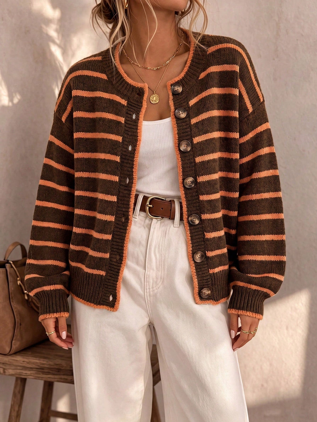 Mabel | Cardigan en maille rayé