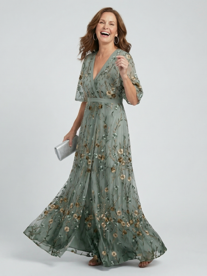 Selora | Robe maxi fluide à encolure halter Bloom Flow