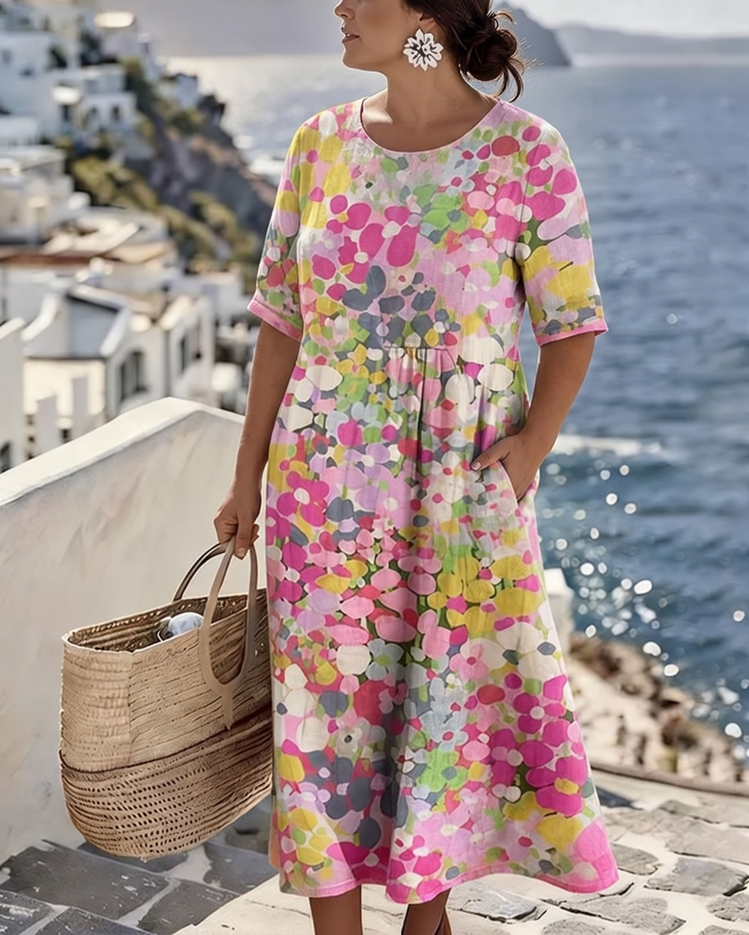 Elena™ - Robe midi d'été élégante à fleurs