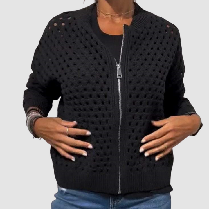 MAISON LUMIÈRE | Veste Zippée en Maille Ajourée Charlotte