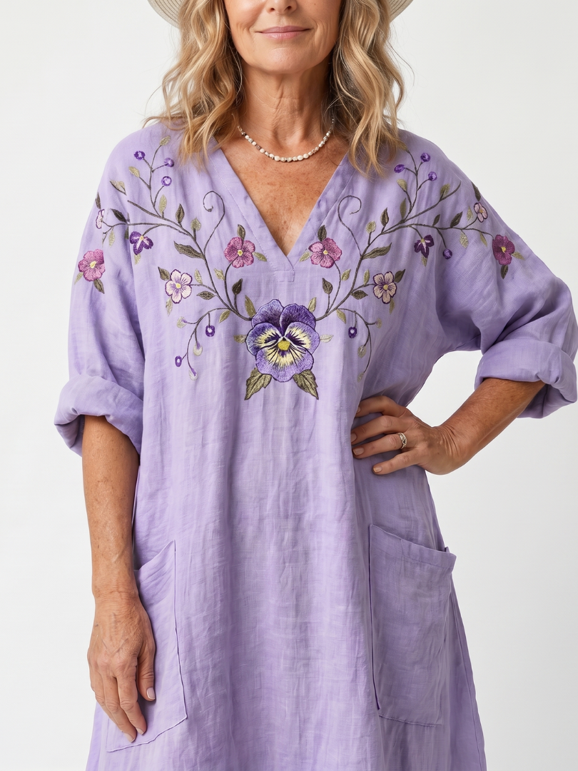 Tavi | Robe midi oversize à poches et motifs floraux