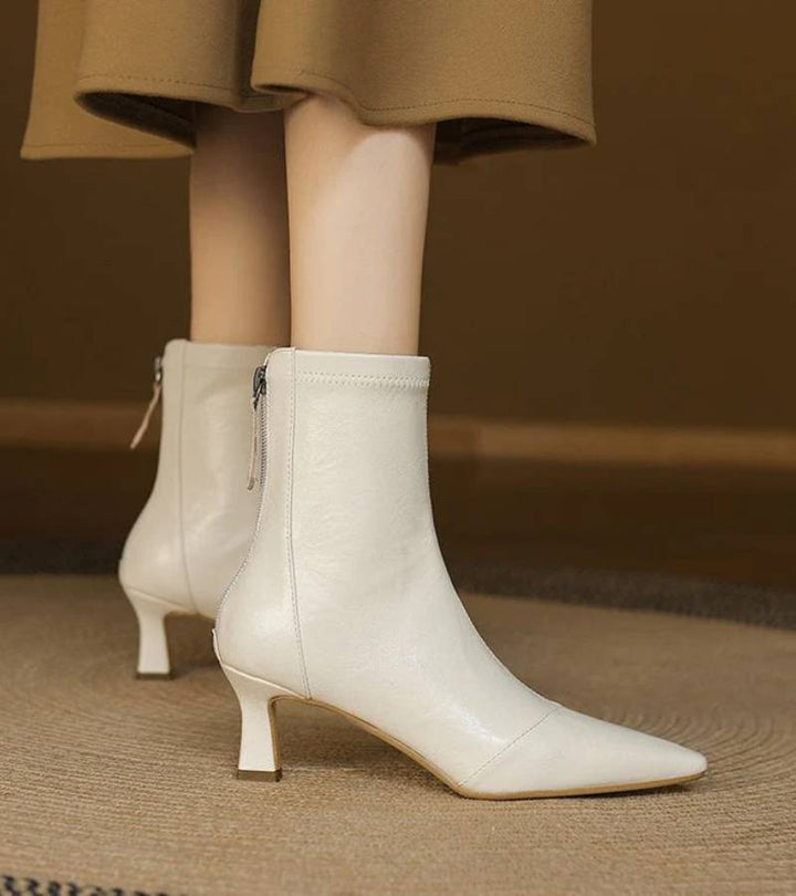 MAISON LUMIÈRE | Bottines en cuir à talon élégant