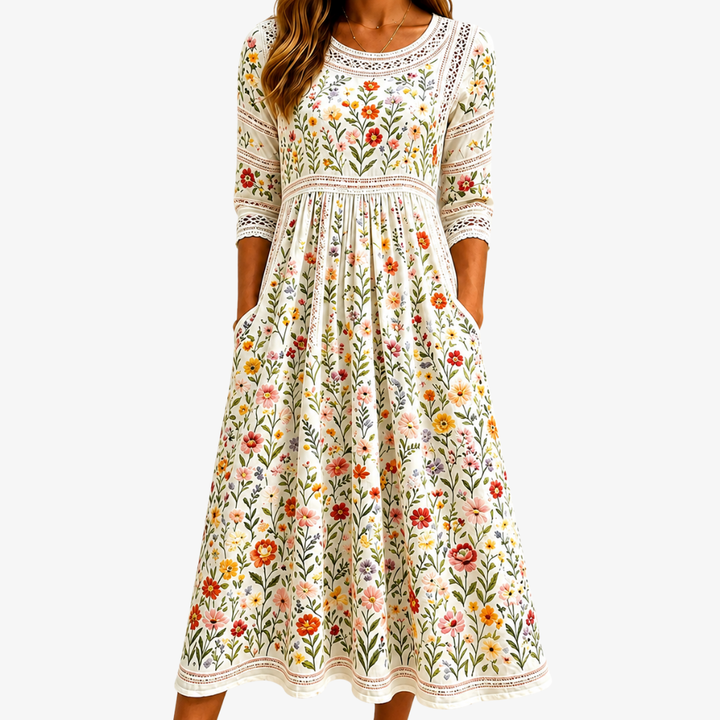 Robe midi au charme de la prairie de fleurs sauvages