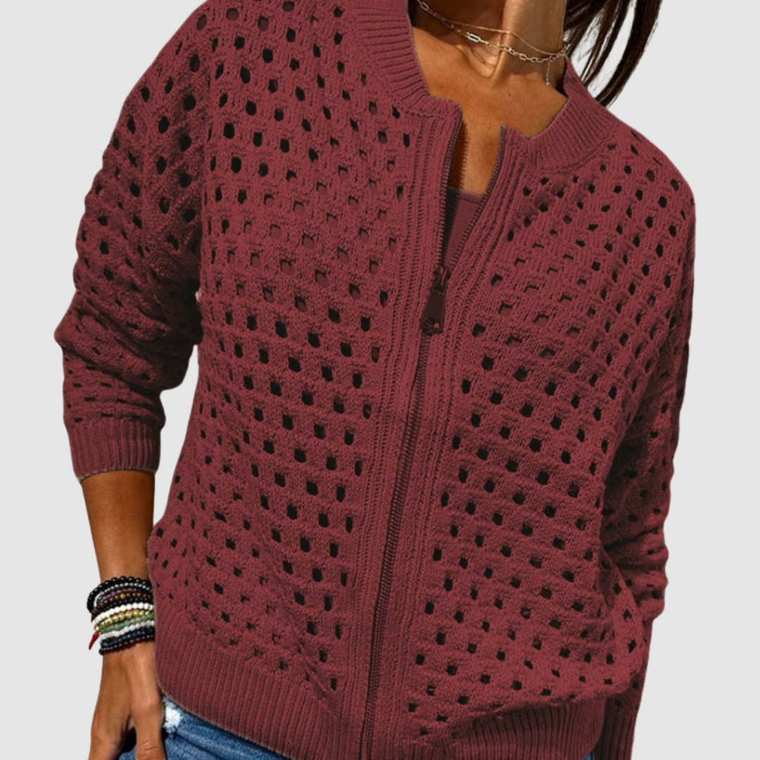 MAISON LUMIÈRE | Veste Zippée en Maille Ajourée Charlotte