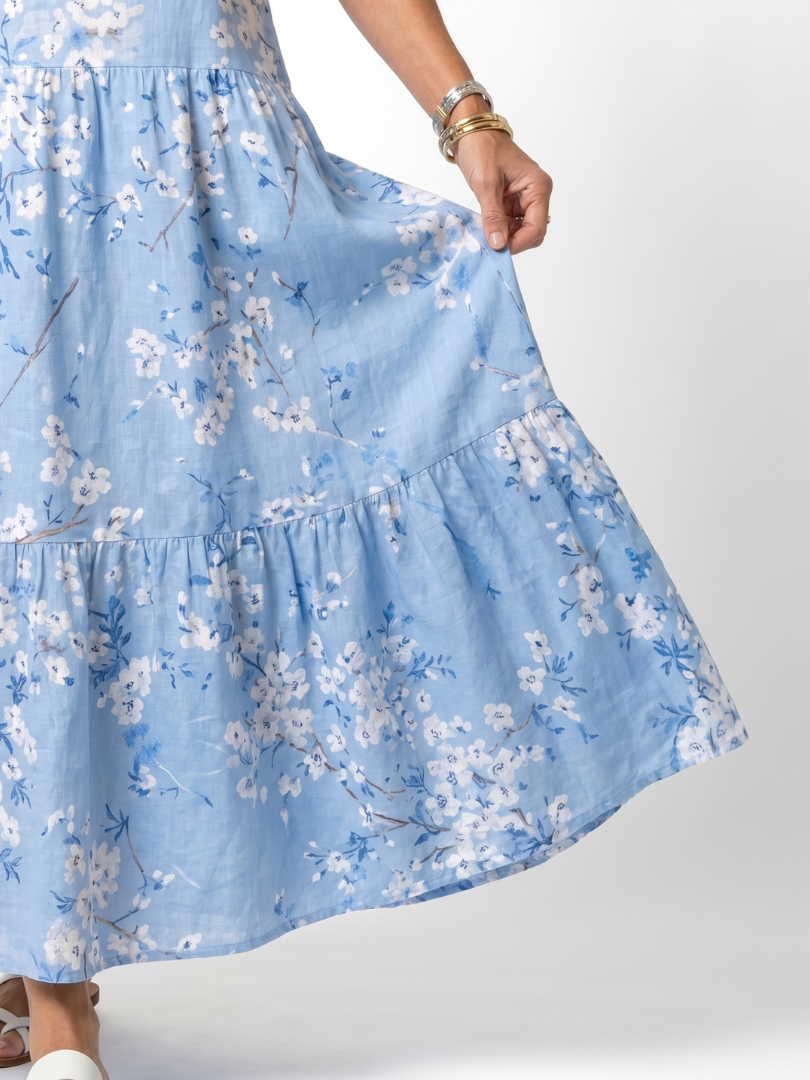 Alora | Robe midi à imprimé floral avec cordon à pompons