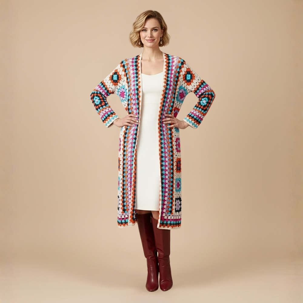 Long gilet bohème pour femme