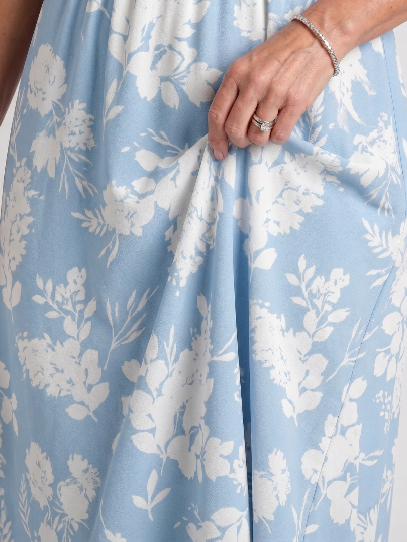 Auvelle | Robe Midi à Manches Courtes Imprimé Floral