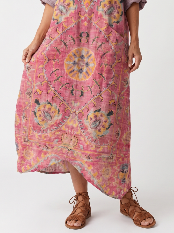 Tilda | Robe midi décontractée à motif abstrait et poches