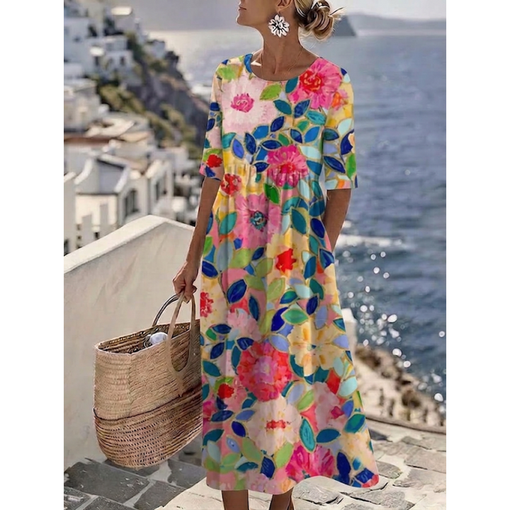 Aurelia™ - Robe midi d'été élégante à fleurs