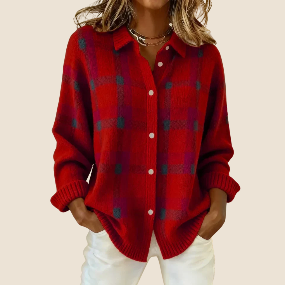 MAISON LUMIÈRE | Veste-Chemise en Maille à Carreaux Florence