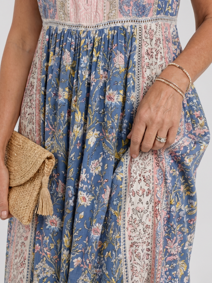 Auvelle | Robe Midi Sans Manches à Détails de Bouton Floral Mixte