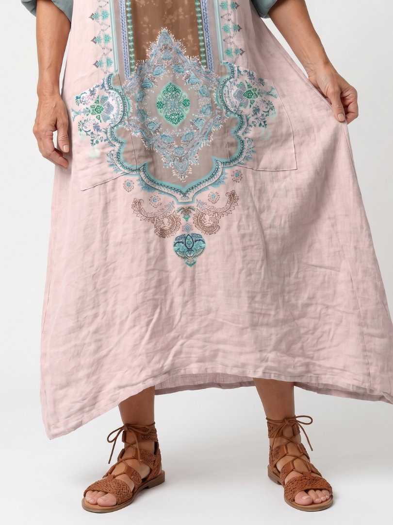 Kenza | Robe midi décontractée à poches et panneaux de créateur