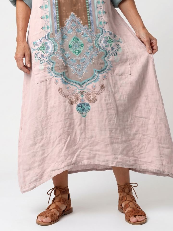 Kenza | Robe midi décontractée à poches et panneaux de créateur