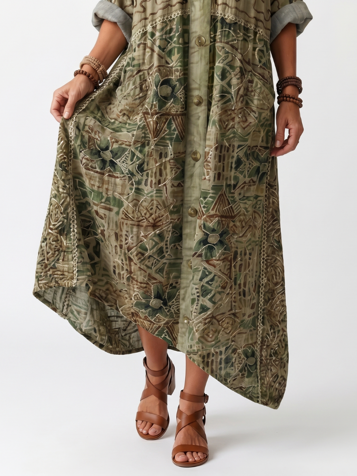 Aleta | Robe midi oversize à boutons sur le devant avec poches