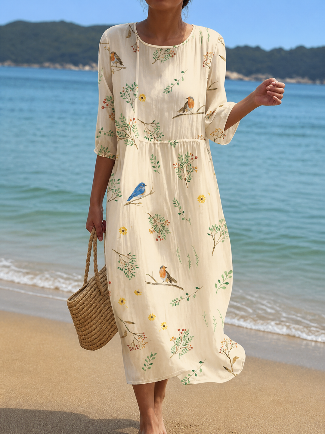 Robe décontractée pour femme à motif floral