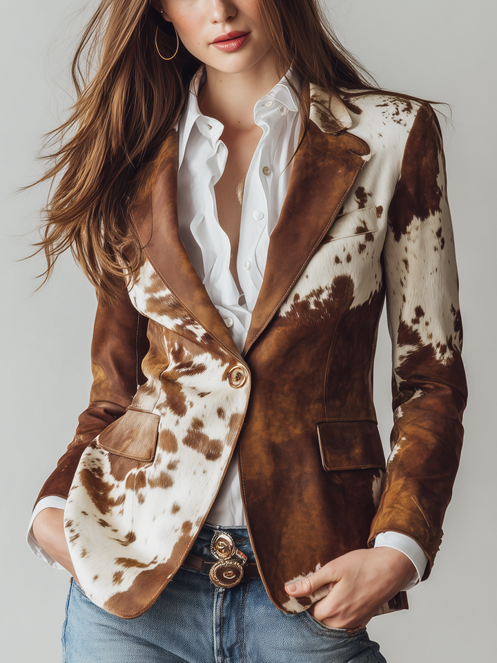 Winifred | Blazer vintage à imprimé vache