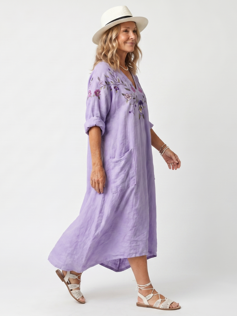 Tavi | Robe midi oversize à poches et motifs floraux