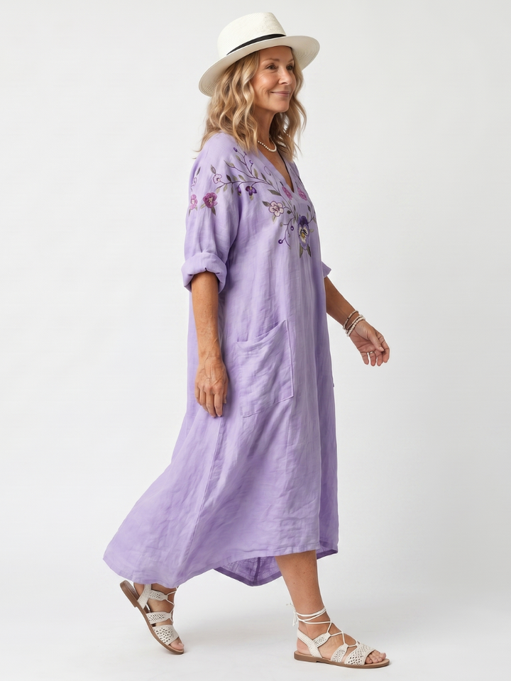 Tavi | Robe midi oversize à poches et motifs floraux