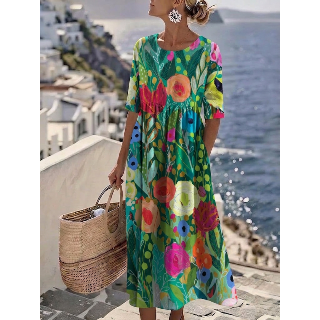 Aurelia™ - Robe midi d'été élégante à fleurs