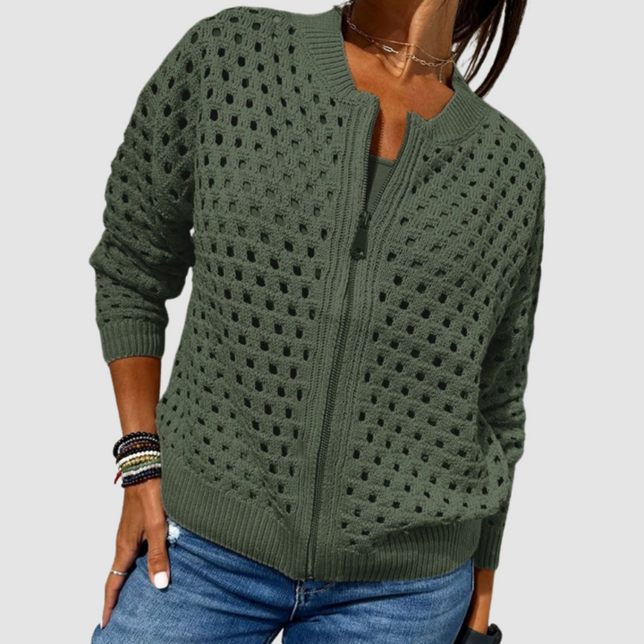 MAISON LUMIÈRE | Veste Zippée en Maille Ajourée Charlotte