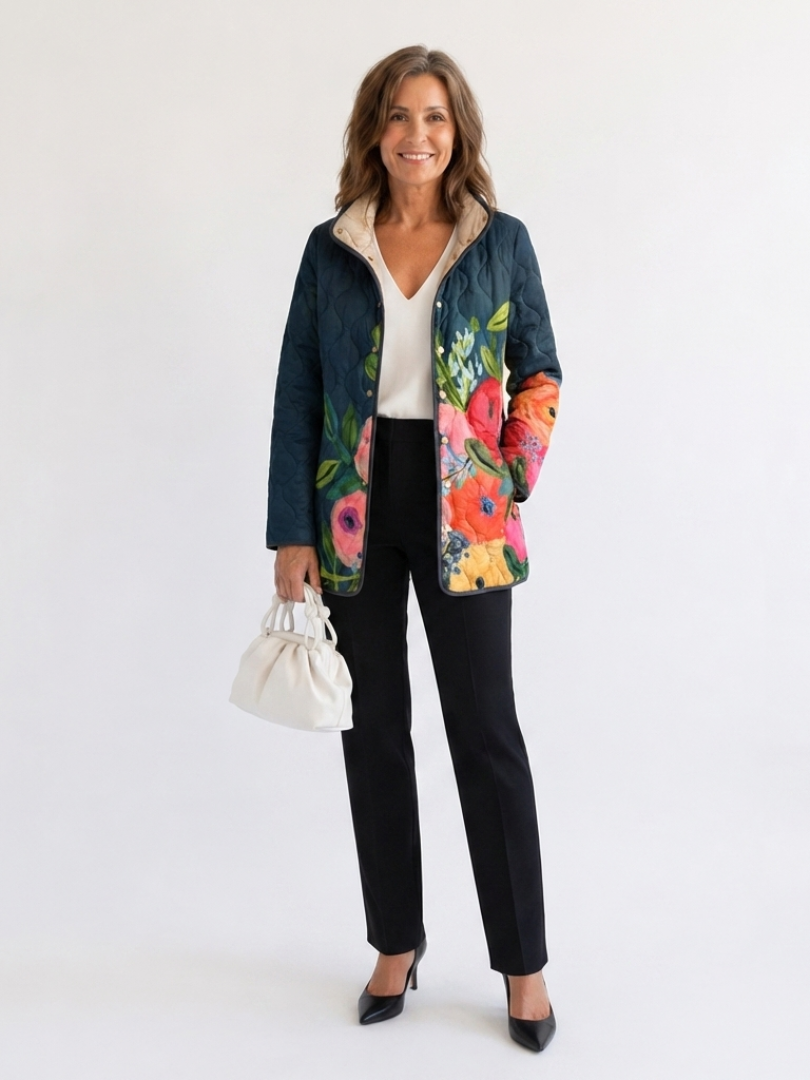 MAISON LUMIÈRE | Veste Matelassée Fleurs Peintes Camille