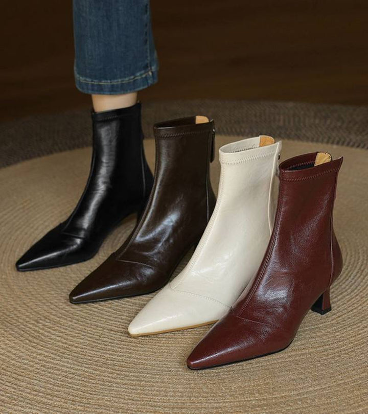 MAISON LUMIÈRE | Bottines en cuir à talon élégant