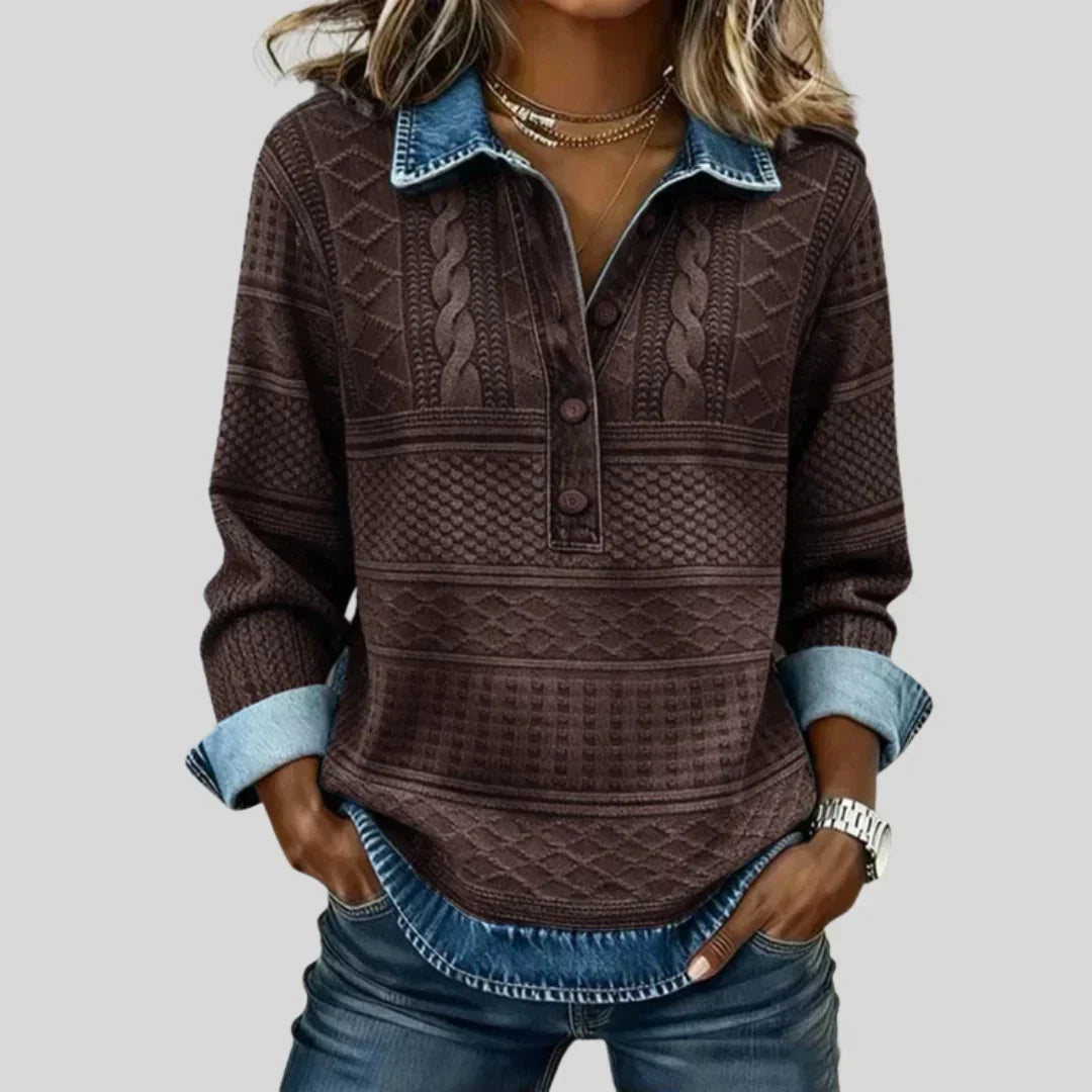 Azalea - Pull vintage en maille torsadée à col