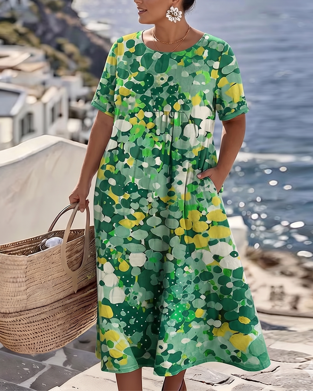 Elena™ - Robe midi d'été élégante à fleurs