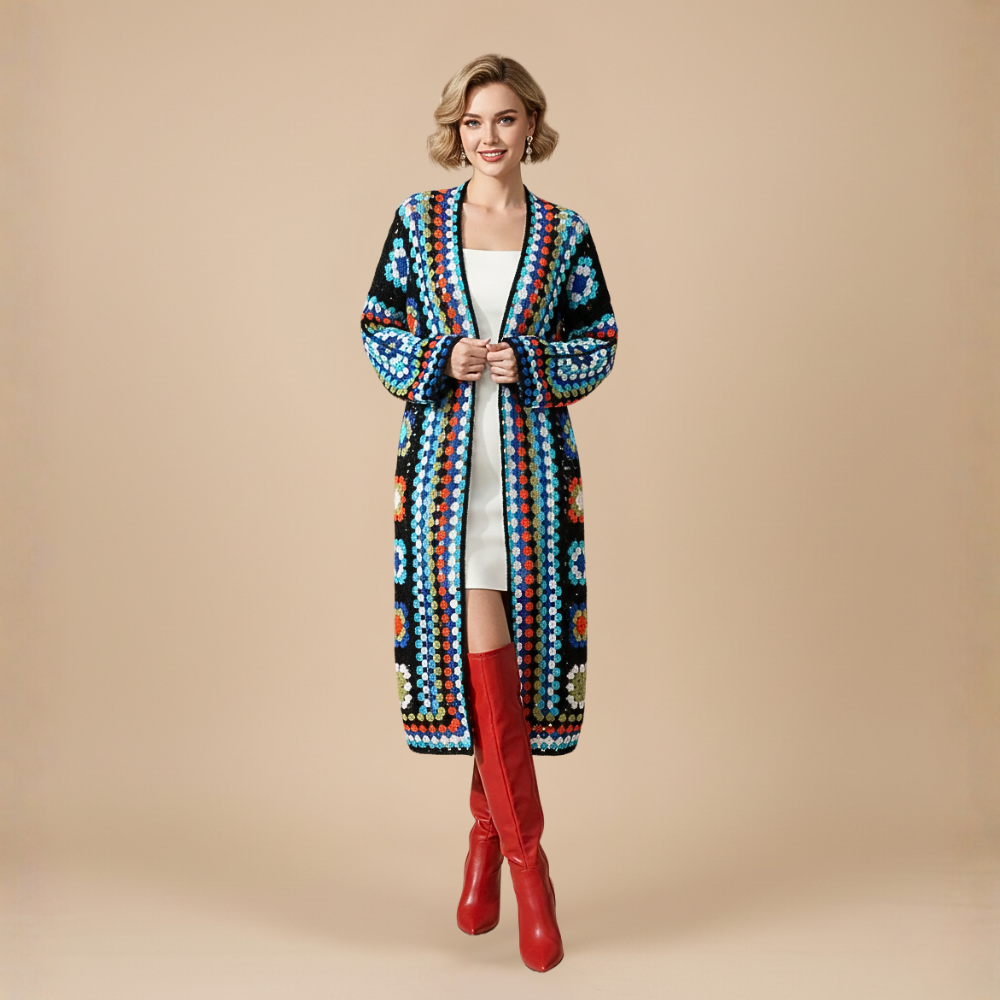 Long gilet bohème pour femme
