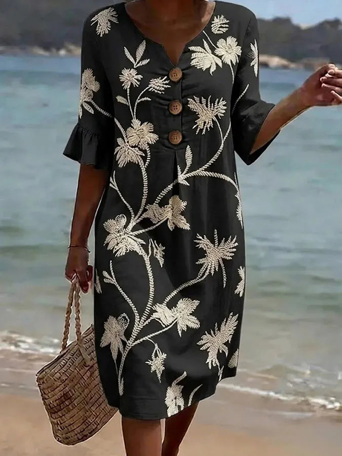 Robe décontractée pour femme à motif floral