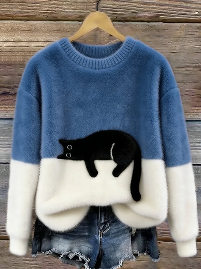 Aileen™ | Pull oversize élégant à imprimé chat